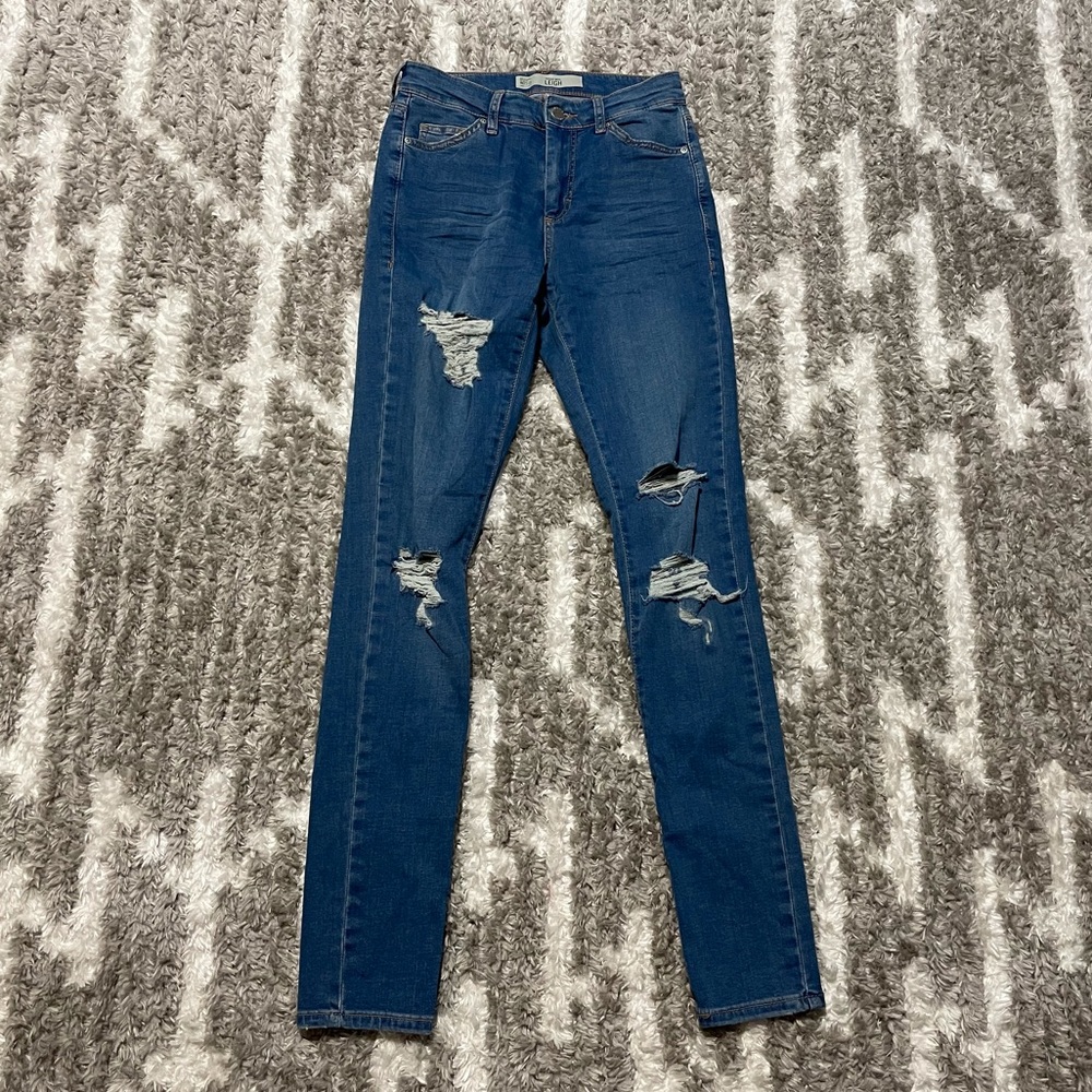 Topshop Moto Leigh Distressed Skinny Jeans